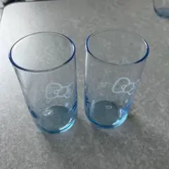 ローソン非売品 ハローキティ グラス 2個セット ライトブルー