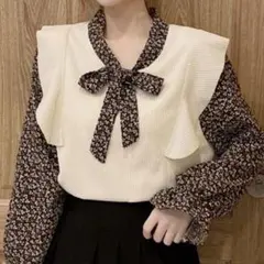 【SHOPLIST】ニットベスト花柄