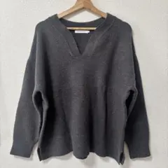AMERICAN HOLIC ニット M グレー Vネック プルオーバー