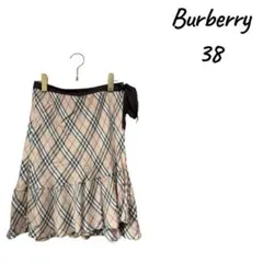 『美品』Burberry チェック柄 フレアスカート 38ウエストリボン付き