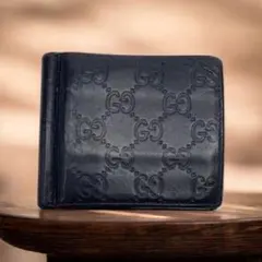 GUCCI グッチ マネークリップ 財布 シマレザー GG柄 ロゴ