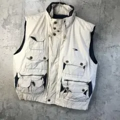 B48古着　ベスト　ダウンベスト　白　紺　90s Y2K