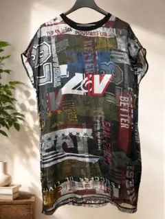 【美品】DIESEL シアーワンピース チュニック 総柄 Y2K XSのサムネイル