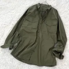 ルクスルフト バックギャザーシャツ ミリタリー風 綿 カーキ