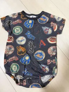 70 半袖　ロンパース　野球　つなぎ　柄