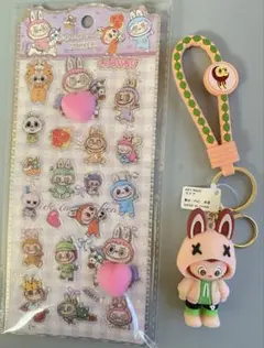 ラブブ3Dぷくぷくハート型シール&ラブブキーホルダー