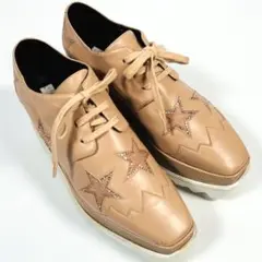 美品 ステラマッカートニー エリス ローファー ピンクベージュ 星柄 厚底 36