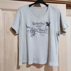 ミゼール　リブ編み ベージュ Tシャツ 半袖　大きめサイズ