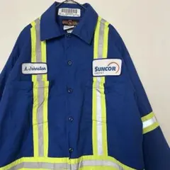BIGBILL US古着 ワークシャツ 長袖 リフレクター ワッペン 企業ロゴ