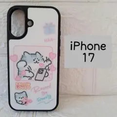 iPhone 17 스마트폰 케이스 고양이 무늬 귀여운 화이트 계열 스마트 폰 커버