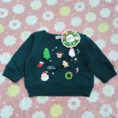 【新品・タグ付き】クリスマス 長袖トレーナー 裏起毛 80 緑 秋冬
