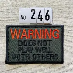 WARNING （246）☆ 刺繍ワッペン ベルクロ付