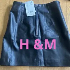 新品未使用　H&M フェイクレザー タイトスカート ブラック EUR34のサムネイル