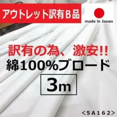 ◆アウトレット◆訳有◆＜３ｍ＞✨上質✨綿１００％＊ブロード＊白＊runpo＊Ｇ