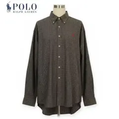 POLO RALPH LAUREN チェックシャツ M 紺系 長袖 人気