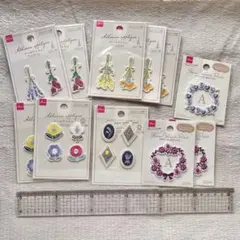 ダイソー 花と葉の刺繍ワッペン 12個セット