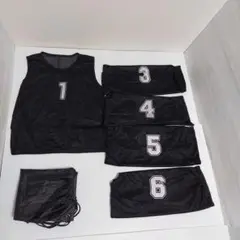 ビブス 5枚セット（1.3.4.5.6番） 収納袋付き ブラック