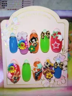 パワパフカラフル ネイルチップ 10個セット