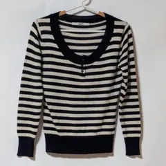 【USED】ハニーサックルローズ　ストライプ 広首セーター　Lサイズ