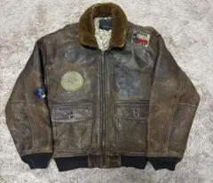 avirex g-1 フライトジャケット　レザージャケット　ワッペン付き　S