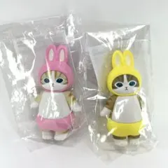 モフサンド mofusand うさにゃんフィギュア① 黄色とピンク 2個セット