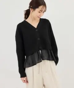 ロペピクニック♡異素材ドッキング　ニットカーディガン