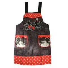 ミッキー ミニー エプロン M～Lサイズ 保育士 ドット柄 ディズニー