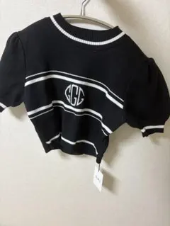 GRL ストライプデザイン ブラックニット Fサイズ