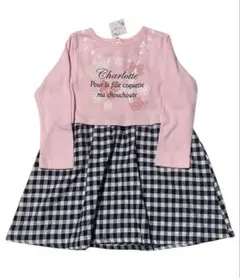⓲新品 タグ付き マザウェイズ 長袖ワンピース 女の子 97 ￼ピンク チェック