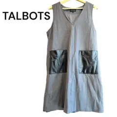 【美品】TALBOTS ワンピース ノースリーブ　Ｖネック　レザーポケット