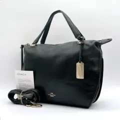 極美品 COACH 斜めがけ　レザー　ブラック　チャーム　2way e235