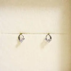 BLOOM K10 ホワイトゴールド キュービックジルコニア しずくピアス