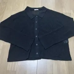 GU ブラック 襟つき長袖メッシュカーディガン