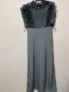 新品　Mショート　グレー　リルアー　フリルハイウエストワイドパンツ