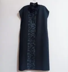 n*♪様 着物リメイク　ワンピース　黒　時代着物　ハンドメイド