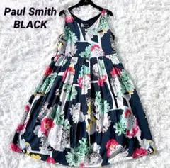 ポールスミス ブラック 大きいサイズ 花柄 ノースリーブ ワンピース サイズ42