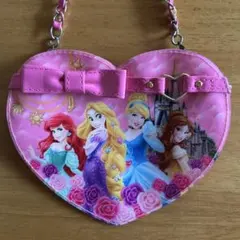 ディズニー プリンセス ハート型 ショルダーバッグ ポシェット ピンク キッズ用のサムネイル