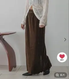 ローリーズファーム カットベロアタイトスカート　ブラウン