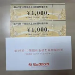 ビックカメラ 株主優待券 2000円分