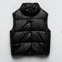 フェイクレザーダウンベスト　zara