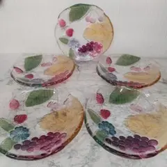 フルーツデザイン ガラス皿 5枚セット