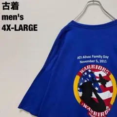 古着 Hanes ヘインズ Tシャツ 超ビッグサイズ タグラス ブルー 4XL