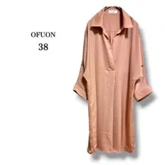 【OFUON】スキッパーカラーシャツワンピース　とろみ　きれいめ　ピンク系　38のサムネイル