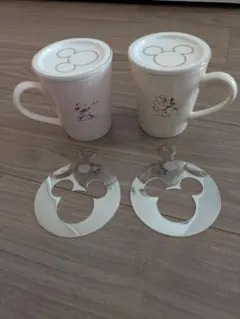 新品　ネスレ×ディズニー マグカップ＆コースター＆蓋　3点×2セット ミッキー