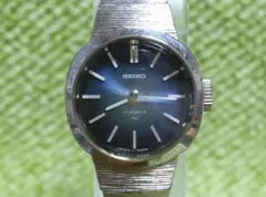 【稼動品】SEIKO　レディース腕時計　手巻き　ブルー文字盤　シルバーカラー