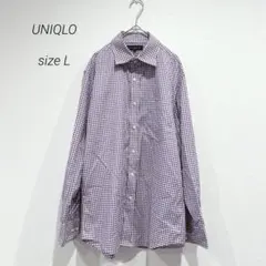 UNIQLO ユニクロ 長袖シャツ チェック柄 紫白