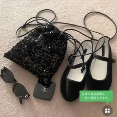 【NUGU】黒 スパンコール 巾着ショルダーバッグ