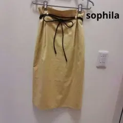 sophila イエロータイトスカート ウエストリボン付き