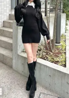 グレイル レース襟付きニットミニワンピース