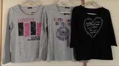 [新品]レディース 長袖・七分袖Tシャツ 3枚　 グレーL 黒七分袖LL